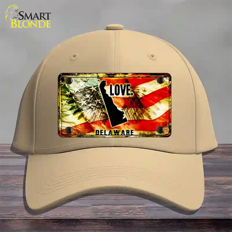 Delaware Love Novelty License Plate Hat Cotton / Khaki