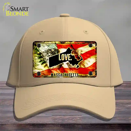 Massachusetts Love Novelty License Plate Hat Cotton / Khaki