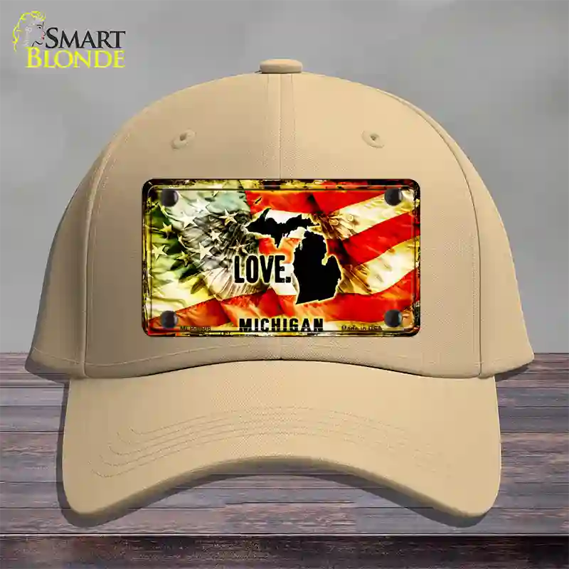 Michigan Love Novelty License Plate Hat Cotton / Khaki