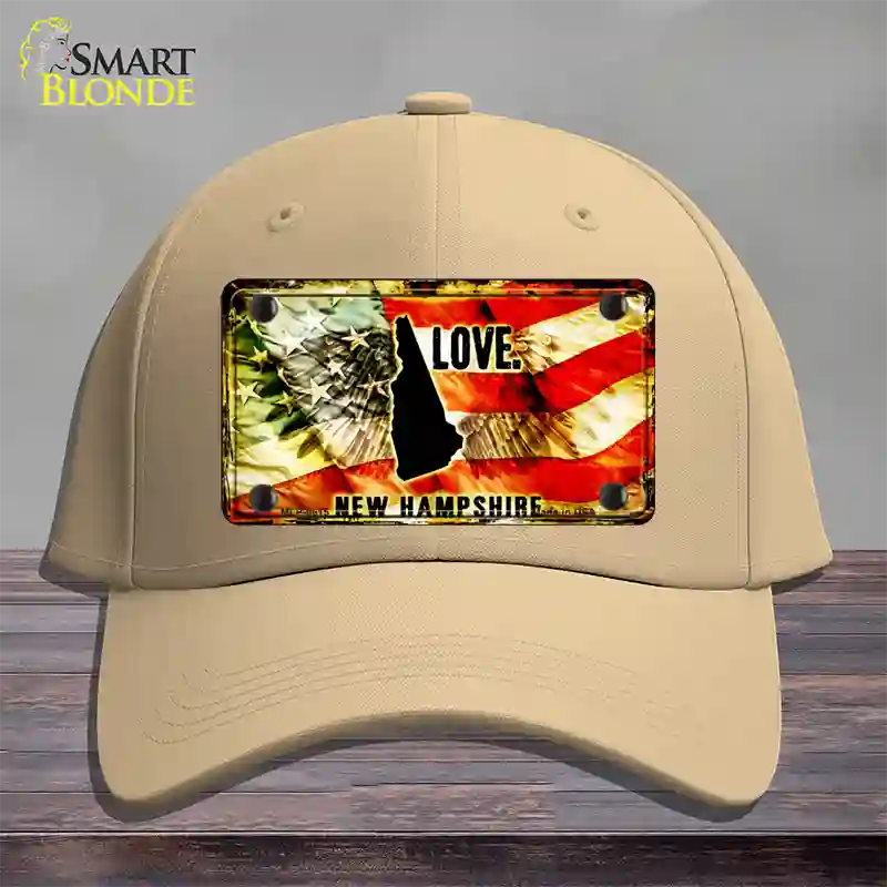 New Hampshire Love Novelty License Plate Hat Cotton / Khaki