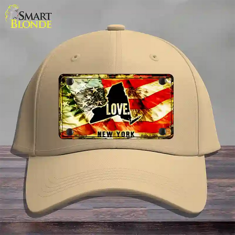 New York Love Novelty License Plate Hat Cotton / Khaki