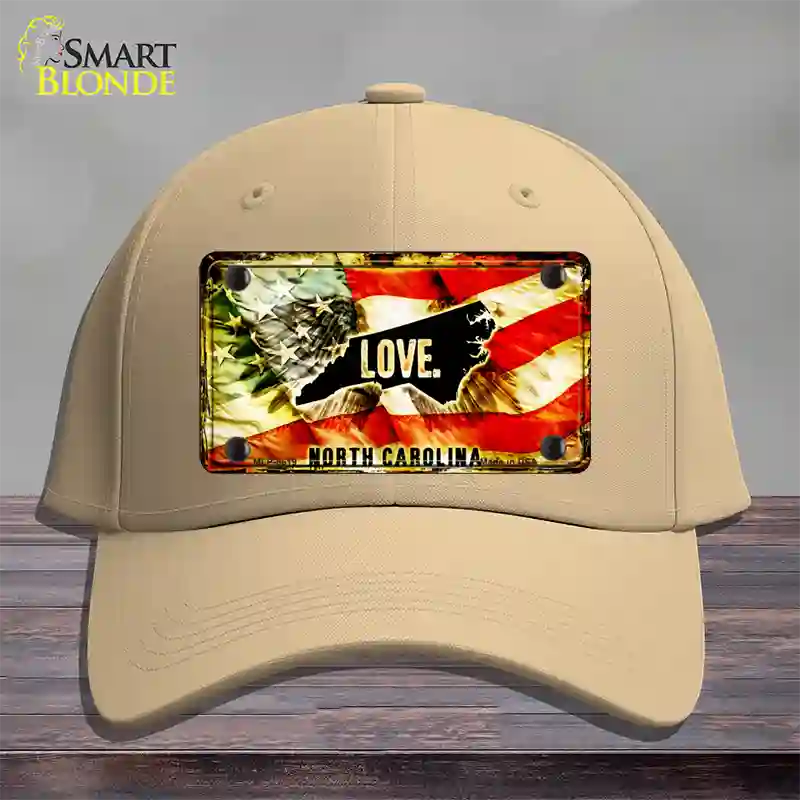 North Carolina Love Novelty License Plate Hat Cotton / Khaki