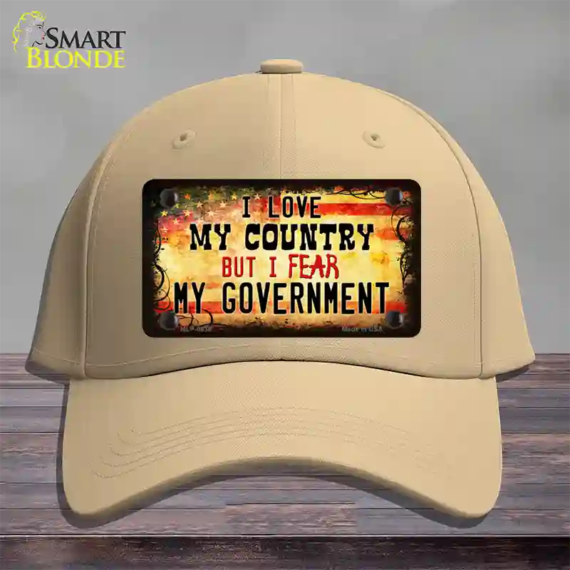 I Love My Country Novelty License Plate Hat Cotton / Khaki