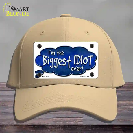 Biggest Idiot Novelty License Plate Hat Cotton / Khaki