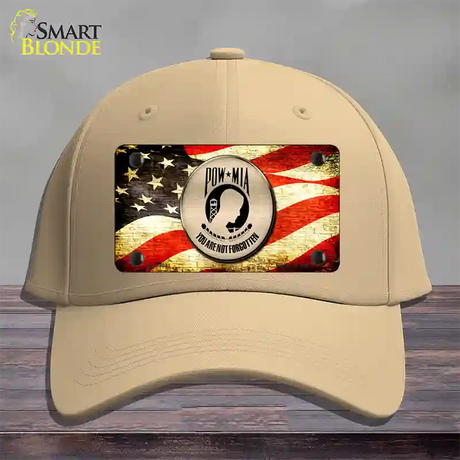 POW MIA With USA Flag Novelty License Plate Hat Cotton / Khaki