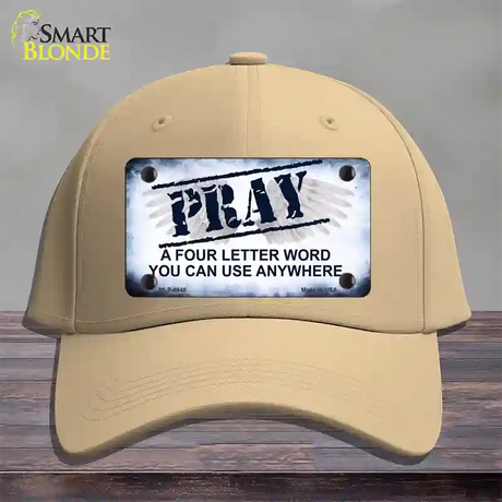 Pray Novelty License Plate Hat Cotton / Khaki