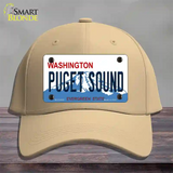 Puget Sound Washington Novelty License Plate Hat Cotton / Khaki