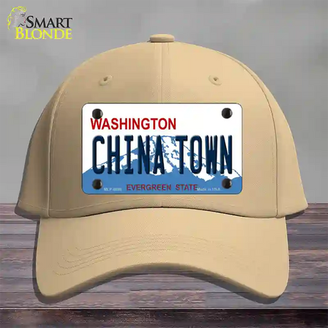 China Town Washington Novelty License Plate Hat Cotton / Khaki