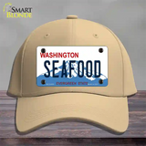 Seafood Washington Novelty License Plate Hat Cotton / Khaki