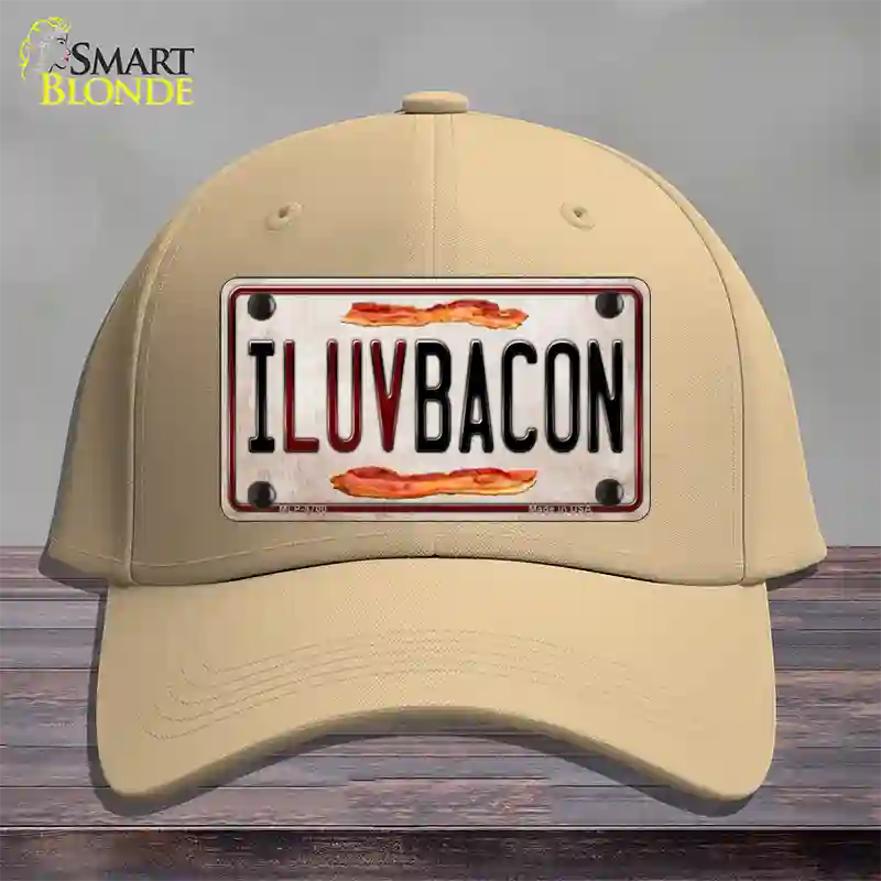 I Luv Bacon Novelty License Plate Hat Cotton / Khaki