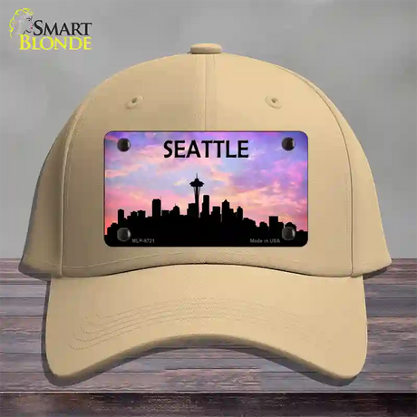 Seattle Silhouette Novelty License Plate Hat Cotton / Khaki