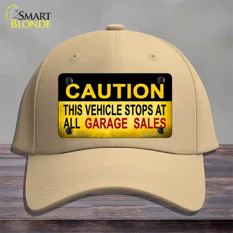 Caution Stops At Garage Sales Novelty License Plate Hat Cotton / Khaki