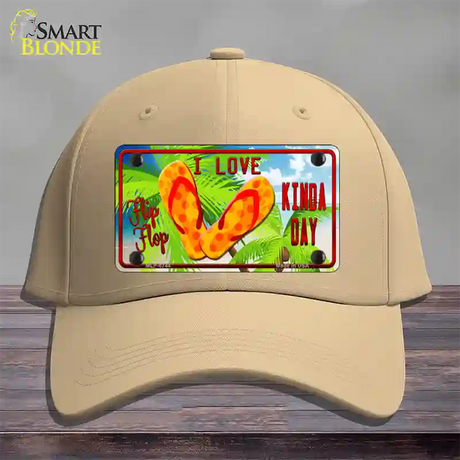 I Love Flip Flop Novelty License Plate Hat Cotton / Khaki