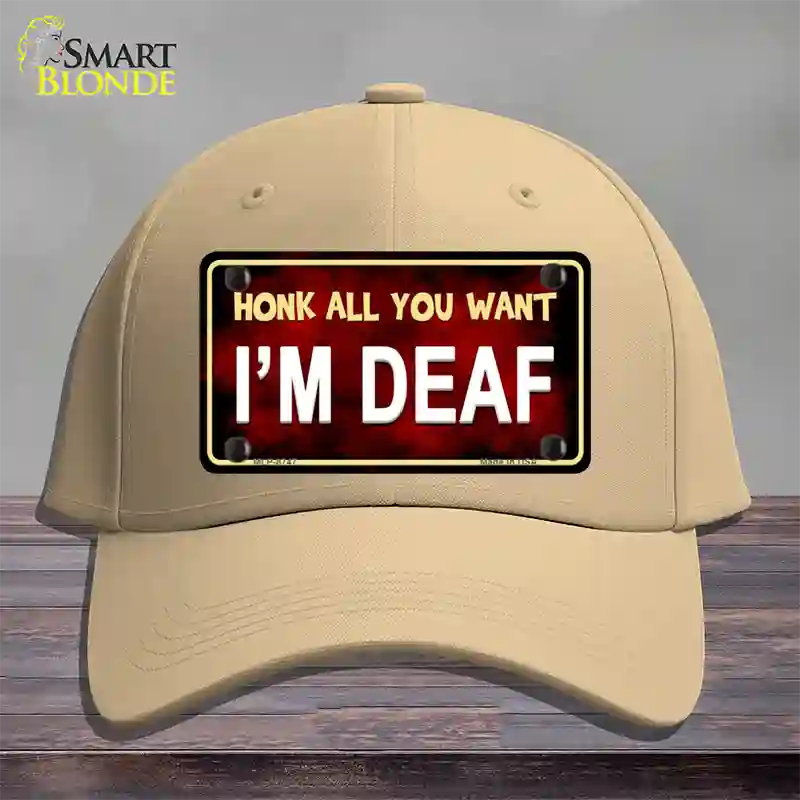 Honk All You Want Novelty License Plate Hat Cotton / Khaki