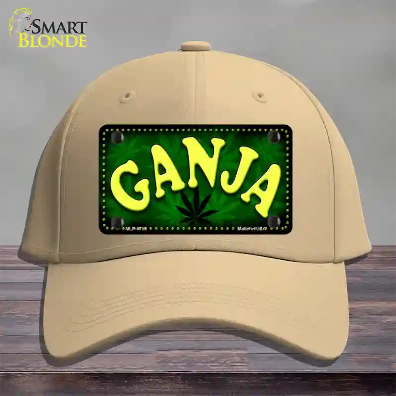 Ganja Novelty License Plate Hat Cotton / Khaki