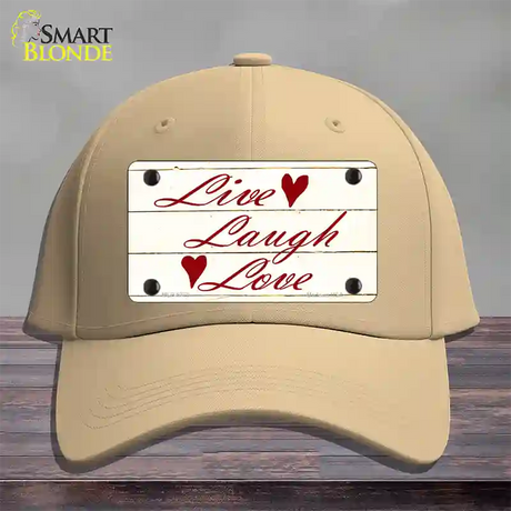 Live, Laugh, Love Novelty License Plate Hat Cotton / Khaki