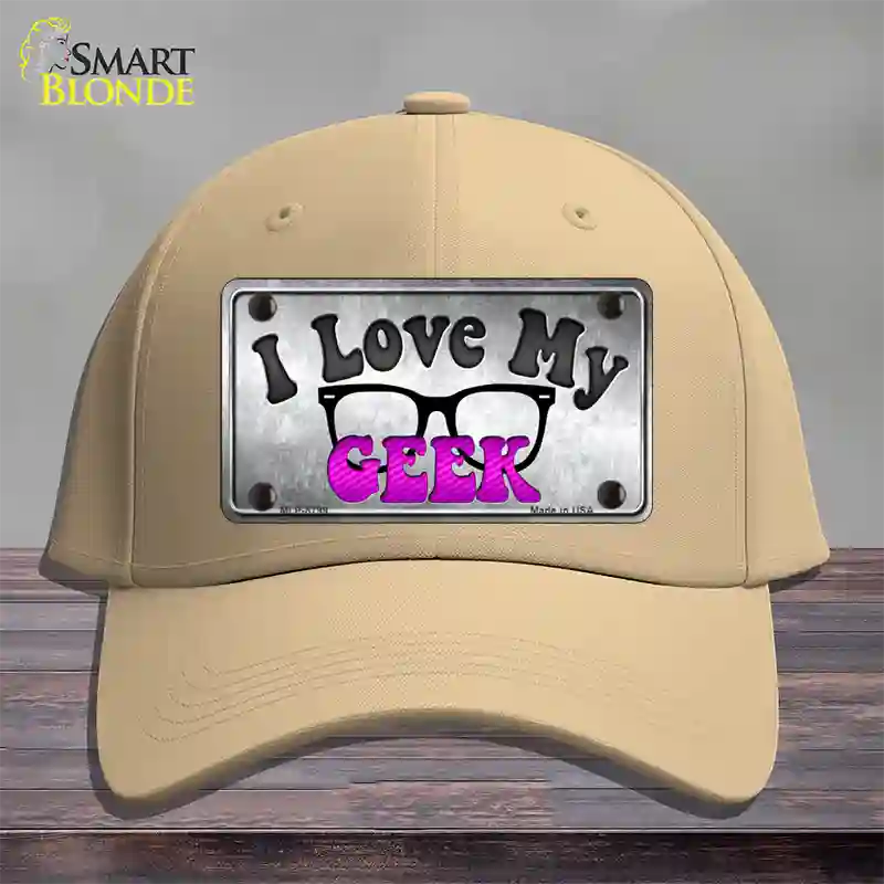 I Love My Geek Novelty License Plate Hat Cotton / Khaki