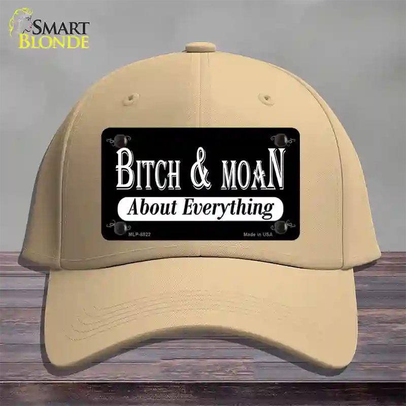 Bitch And Moan Novelty License Plate Hat Cotton / Khaki