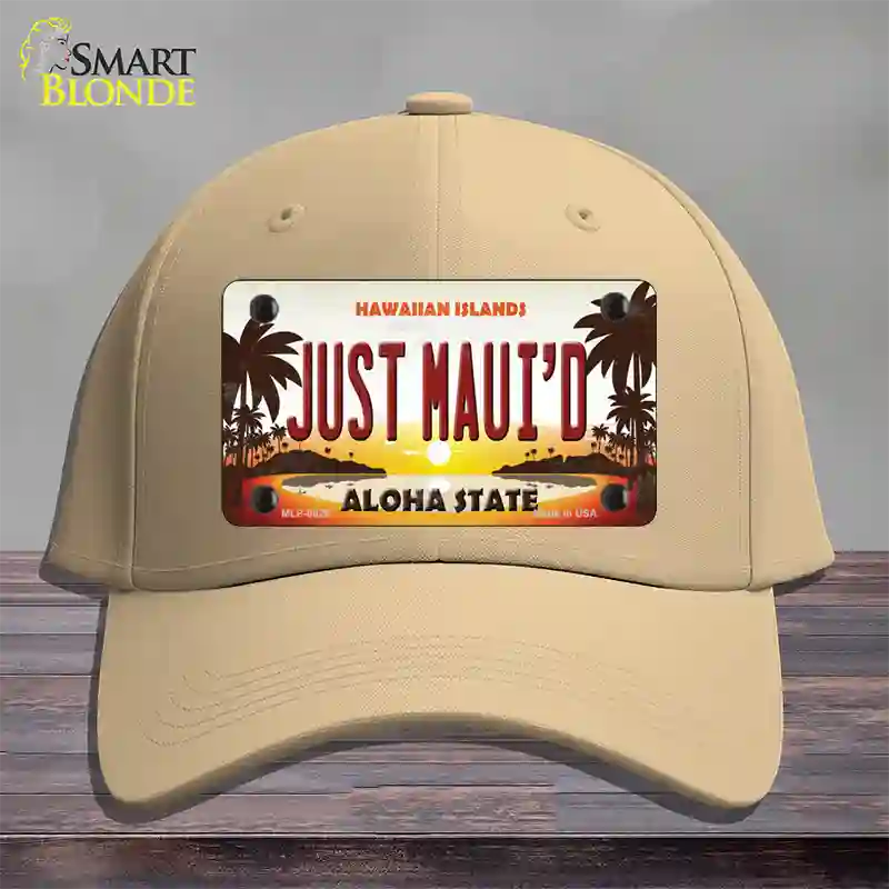 Just Mauid Sunset Novelty License Plate Hat Cotton / Khaki