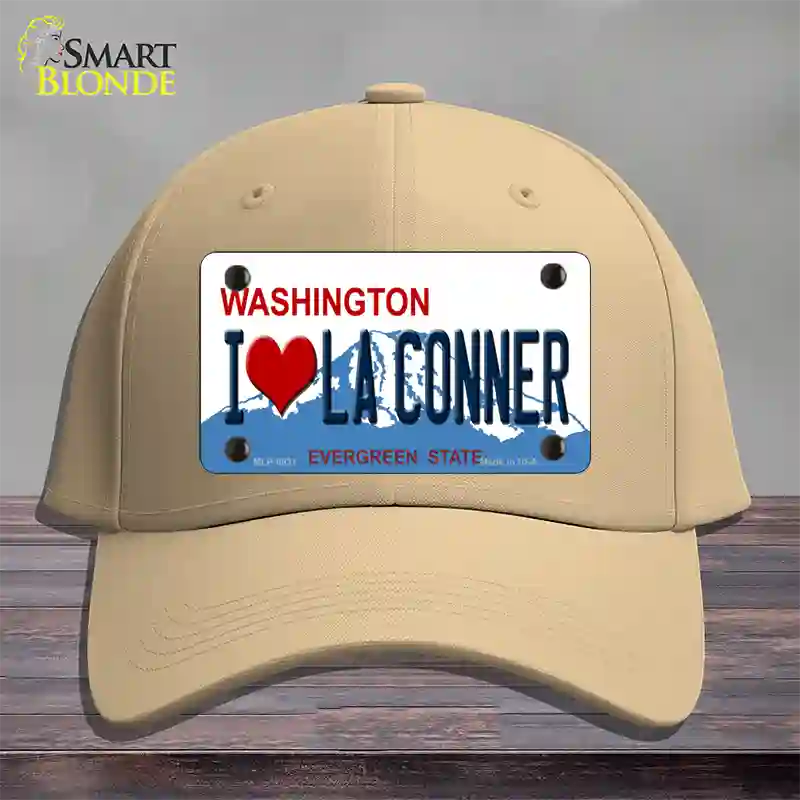 I Love La Conner Washington Novelty License Plate Hat Cotton / Khaki