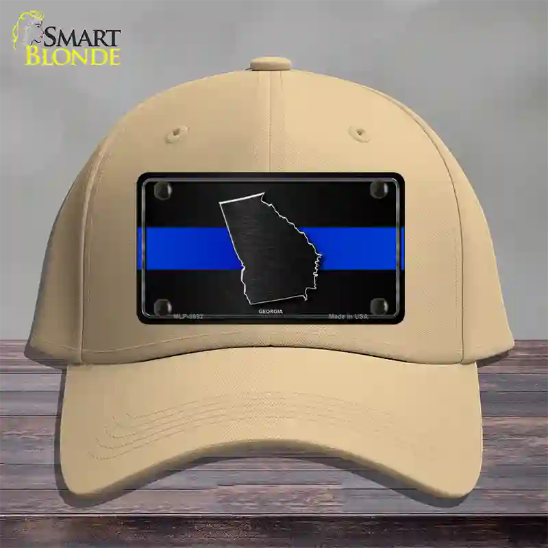 Georgia Thin Blue Line Novelty License Plate Hat Cotton / Khaki