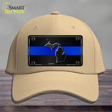 Michigan Thin Blue Line Novelty License Plate Hat Cotton / Khaki