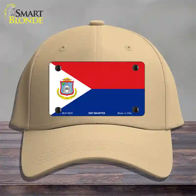 Sint Maarten Novelty License Plate Hat Cotton / Khaki