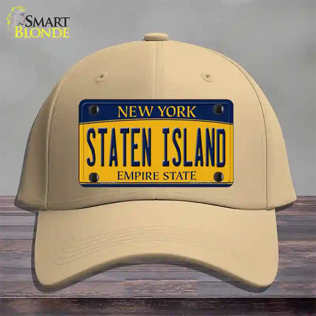 Staten Island New York Novelty License Plate Hat Cotton / Khaki