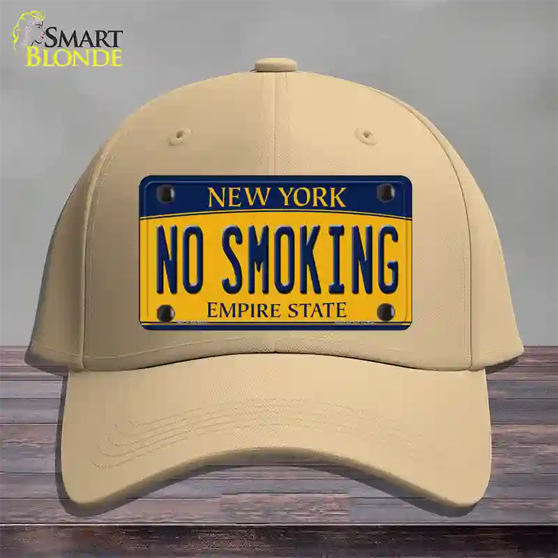 No Smoking New York Novelty License Plate Hat Cotton / Khaki