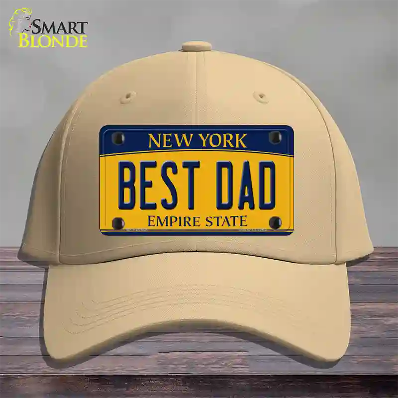 Best Dad New York Novelty License Plate Hat Cotton / Khaki