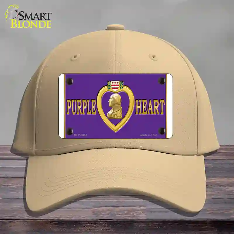 Purple Heart Novelty License Plate Hat Cotton / Khaki