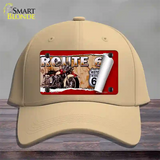 Route 66 Mother Road Scroll Novelty License Plate Hat Cotton / Khaki