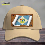 Delaware Flag Scroll Novelty License Plate Hat Cotton / Khaki