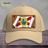 Florida Flag Scroll Novelty License Plate Hat Cotton / Khaki