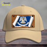 Louisiana Flag Scroll Novelty License Plate Hat Cotton / Khaki