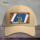 Maine Flag Scroll Novelty License Plate Hat Cotton / Khaki