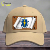 Massachusetts Flag Scroll Novelty License Plate Hat Cotton / Khaki