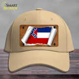 Mississippi Flag Scroll Novelty License Plate Hat Cotton / Khaki