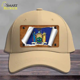 New York Flag Scroll Novelty License Plate Hat Cotton / Khaki