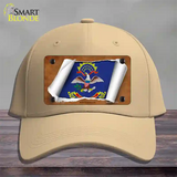 North Dakota Flag Scroll Novelty License Plate Hat Cotton / Khaki