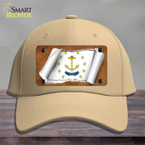 Rhode Island Flag Scroll Novelty License Plate Hat Cotton / Khaki