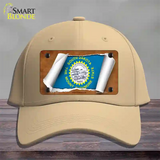 South Dakota Flag Scroll Novelty License Plate Hat Cotton / Khaki