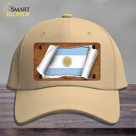 Argentina Flag Scroll Novelty License Plate Hat Cotton / Khaki