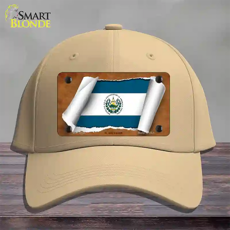 El Salvador Flag Scroll Novelty License Plate Hat Cotton / Khaki