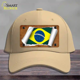 Brazil Flag Scroll Novelty License Plate Hat Cotton / Khaki