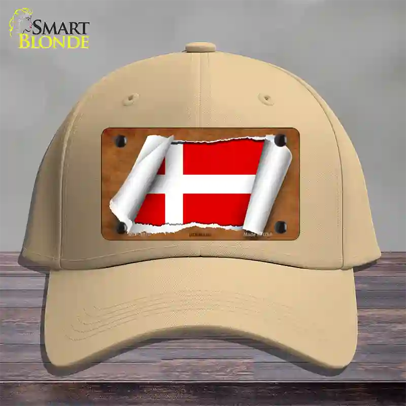 Denmark Flag Scroll Novelty License Plate Hat Cotton / Khaki