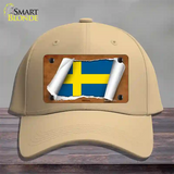 Sweden Flag Scroll Novelty License Plate Hat Cotton / Khaki