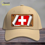 Switzerland Flag Scroll Novelty License Plate Hat Cotton / Khaki