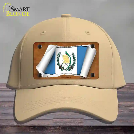 Guatemala Flag Scroll Novelty License Plate Hat Cotton / Khaki