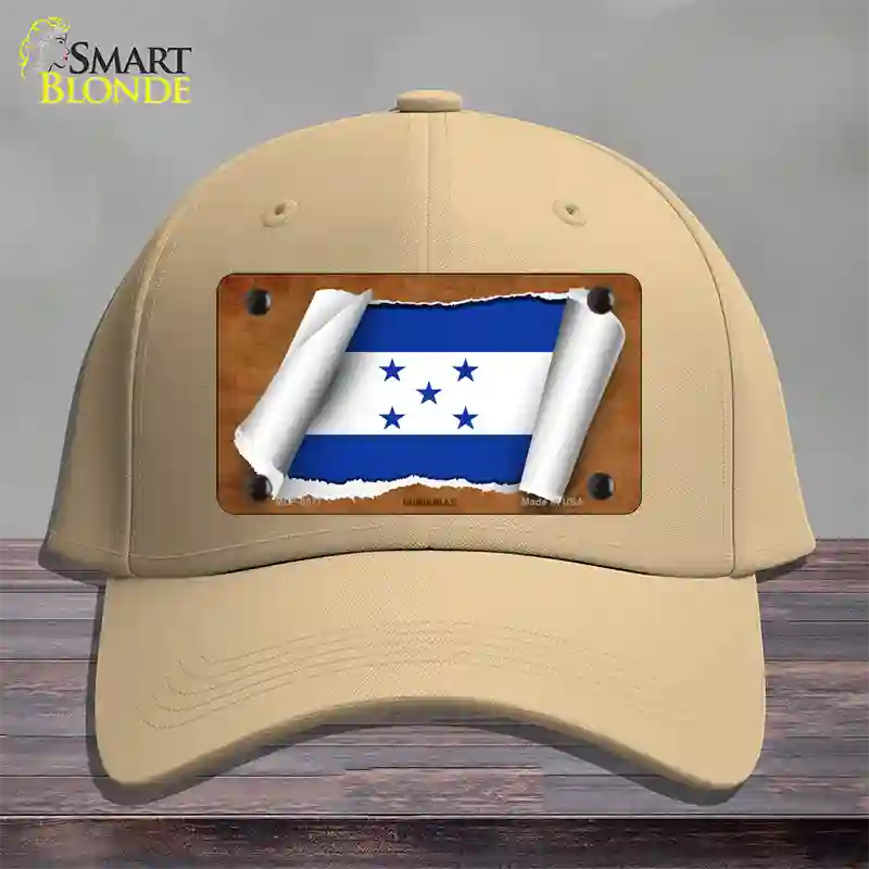 Honduras Flag Scroll Novelty License Plate Hat Cotton / Khaki